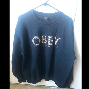 Black and Floral OBEY Crewneck